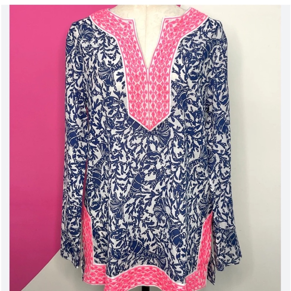 Lilly Pulitzer Ocean Cove Tunic Top, Oyster Bay Blue